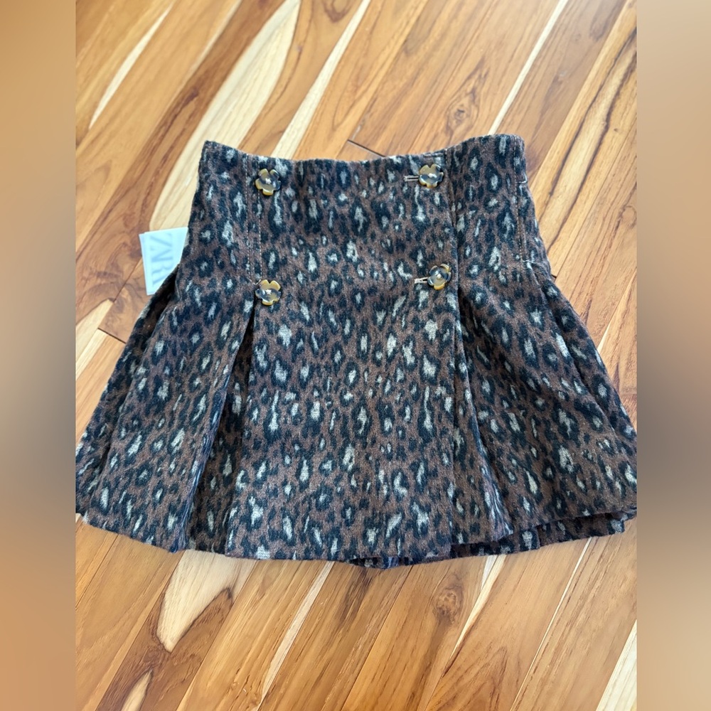 Zara Brown Leopard Print Kids Skirt